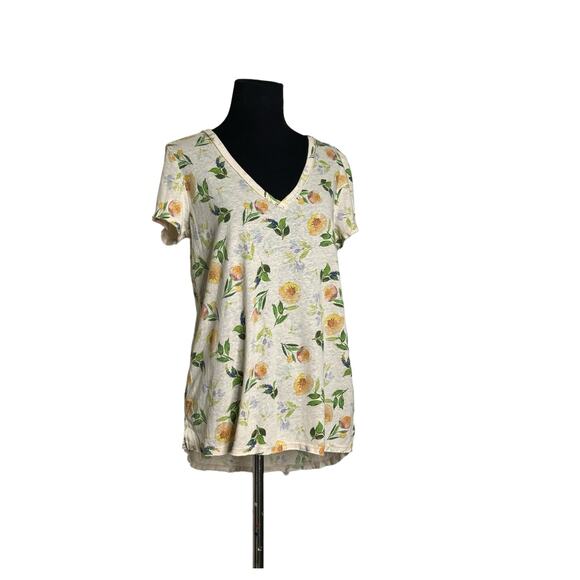 T. la cream yellow floral short sleeves tee size Small - Picture 5 of 11